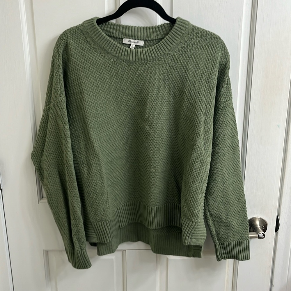 Madewell Olive Green Oversized Tuni side slits Pullover